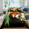 Homemissing Rot Panda Bettwäsche Set 135x200cm Niedliches Tiermuster Betten Set Für Kinder Jungen Roter Panda Blätter Drucken Bettbezug Set Atmungsaktive Natur Schlafzimmer Kollektion 2St