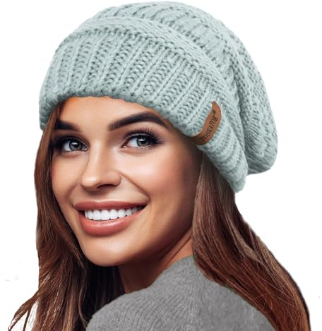 TOSKATOK Damen Warm Slouch Knit Winter Beanie Mütze mit Supersoft Velour Thermofutter Skimütze