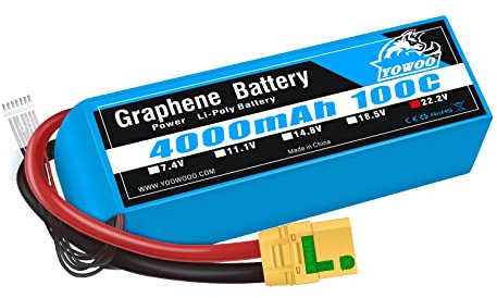 YOWOO Graphene Akku 6S 22.2V 4000mAh 100C Lipo Akku mit XT90-S Anti-Funken Stecker für Goblin Gaui Align T-REX 550/ 700E F3C/ 700L/ 800E RC Hubschrauber Quadcopter Auto Truggy Boat Drone Racing Hobby