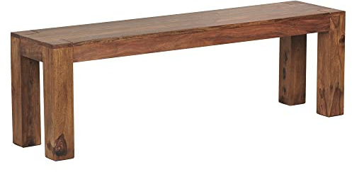 möbelando Esszimmer Sitzbank Mumbai Massiv-Holz Sheesham 140 x 45 x 35 cm Holz-Bank Natur-Produkt Küchenbank im Landhaus-Stil