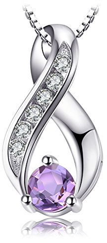 JewelryPalace Infinity Echt Amethyst Kette Anhänger 45CM, Violett Schmuck Set, Halskette Damen Silber 925 Collier Damen Mädchen, Unendlichkeit Lila Edelstein Schmuck für Frauen Jahrestag Valentinstag