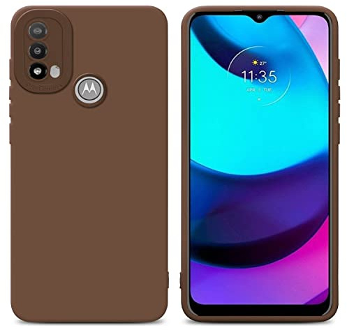 Cadorabo Hülle kompatibel mit Motorola Moto E20 Schutzhülle TPU Silikon Case Liquid Design mit Kameraschutz Slim Kratzfest Weiche Gummi mit Rundumschutz Case Hülle für Motorola Moto E20 in Braun