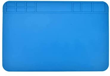 Tappetino da Lavoro in Silicone, Stuoia di Saldatura, Tappetino per Saldatura, Tappeto da Lavoro Elettronica, per Saldatura, Riparazione Elettronica, 30 x 20cm, Blu