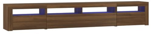 vidaXL Mobile Porta TV con Luci LED Rovere Marrone 240x35x40 cm