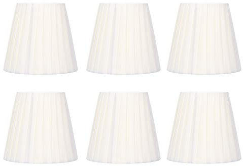 Alvinlite Lustre Abat-Jour Lot de 6, Petit Couvercle de Lampe Moderne Abat-Jour Cloche Qui se clipse sur l'ampoule Beige pour Le Remplacement de la Suspension du Lustre au Sol
