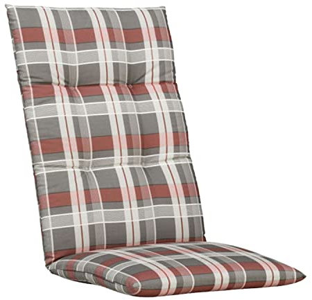 KETTtex Auflage Hochlehner Grau-Rot kariert I Gartenstuhl Polster 120x48x8cm I Trendy Sitzauflage weich & robust I atmungsaktive Stuhlauflage UV-beständig I Dessin 8769