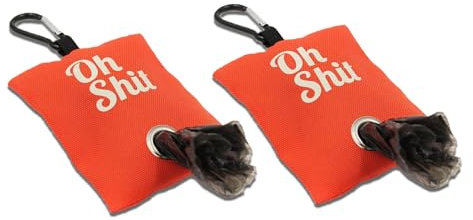 WUMUZAI Hundekotbeutelspender mit Clip, Hundekotbeutelhalter für Leinen, Hundekotbeutelspender, Hundebeutelhalter, leichter Stoff für Haustiere, Laufen, Spazierengehen, Wandern, Orange, 2 Stück