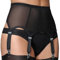 HOTSO Reggicalze da Donna Sexy Guepiere Porte Jartelle Set Sexy Porte Jartelle Pizzo Largo a Vita Alta Calze Nere per Reggicalze Lingerie con 6 Cinturini Regolabili