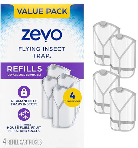 Zevo Recharge pour piège à insectes volants – pour piège à mouches d'intérieur ZEVO MAX et standard – Attrape les moucherons, les mouches domestiques et les mouches des fruits – Facile à utiliser