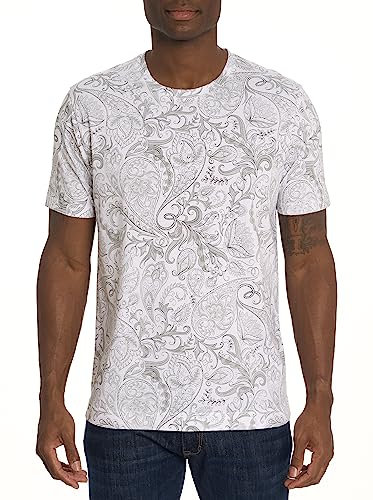 Robert Graham Swanson S/S Strick-T-Shirt für Herren, Weiss/opulenter Garten, XX-Large