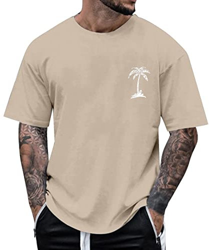 Mens Tee Shirts Mens Short Sleeve Henleys T-Shirts Buttons Placket Plain Cotton Shirts Cotton Beige