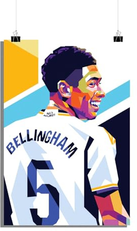 25 Artstreet Jude Bellinghamposter | Aufstrebender Fußballstar | Real Madridposter | Fußball Sensation | Bellingham Porträt | Fußball Wunderkind | Perfekt zum Einrahmen (50x70)