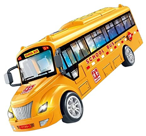 Toyvian Schulbus Für Kinder - Gelbes Zurückzieh-Spielzeug LKW Mit Campus ABS Auto - Zubehör Für Autos Fahren