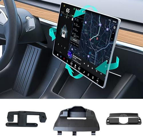 EYSENC Screen Tilt Swivel Mount for Tesla Model 3 2017-2023 and Tesla Model Y 2020-2022 Four Direction Rotation Adjustment Center Console Screen Rotating Holder Aluminium Alloy Navigation Bracket