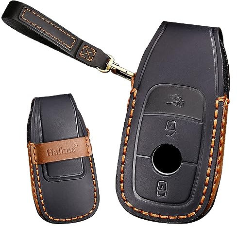 TECART Étui de protection en cuir pour clé de voiture intelligente - Convient pour Mercedes Benz A C E S G Classe GLC CLE CLA W177 W205 W213 W222 S63 AMG - Accessoire pour clé 3 4 boutons, Noir ,