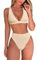 fatty tiger Damen-Bikini-Set mit hoher Taille, sexy brasilianisches Triangel-Top, tiefer V-Ausschnitt, zweiteiliger Badeanzug, Beige, Large
