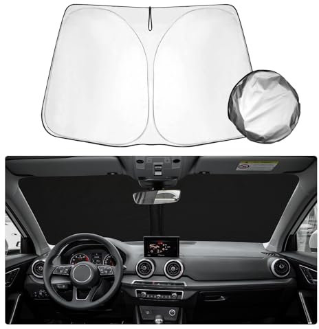 SHAOHAO Compatible con Audi Q2 2017-2022 2023 2024 Parasol Tejido recubierto de plata Plegable Protección UV y Calor Q2 2024 Parabrisas Parasol Audi Q2 Accesorios