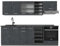Vicco Küchenzeile R-Line, Küchenblock, Schwarz Beton/Anthrazit, 240 cm AP Anthrazit