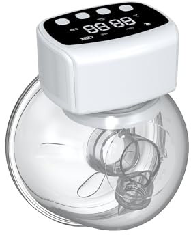 Wearable Electric Breast Pump, Hands Free, 40db with 12 Massage, 12 Suction and 6 Stimulation Levels, Portable, BPA Free, 17/19/21MM Flanges with LED Display