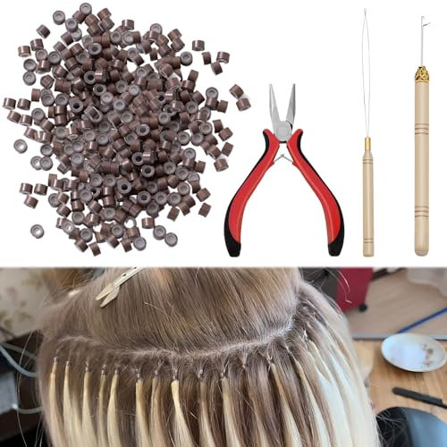 Nano Beads Hair Extensions Kit, 1PCS Hair Extension Tools - Professional Pliers and Loop Threader
