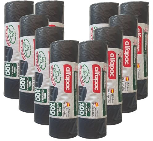 80% recyclé, 10 rouleaux de 10 sacs poubelle (100 sacs) 'Poubelle communautaire' 84 x 105 cm de 100 l