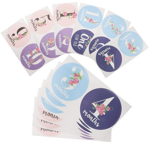 GREENADSCAPE 12 Stück Meilenstein Aufkleber Monatsaufkleber Für Neugeborene Dekoration Fotos Säuglingsaufkleber Babybauchaufkleber