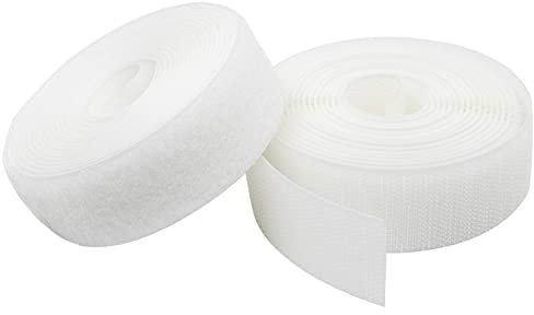 KLEBASTO Klettband zum nähen | SET Hakenband und Flauschband | Klettverschluss zum nähen | Hohe Verschlusskraft (Weiß, 10mm x 3 m)