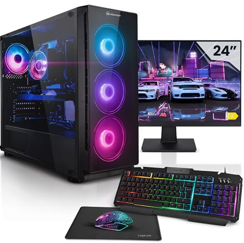 Megaport Komplett Set Atlas II AMD Athlon 300GE • 24 Monitor • Windows 11 • AMD Radeon Vega 3 • 8GB RAM • 500GB SSD • Tastatur • Maus pc Gaming komplettpaket