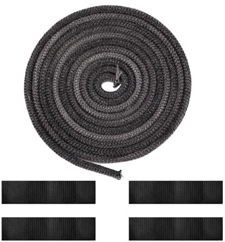 Cuerda de Sellado para Chimenea, 8mm x 3m Junta de Sellado de Cuerda de Fibra de Vidrio Impregnada de Grafito Junta de Puerta de Estufa de Leña para Chimeneas Estufas Leña