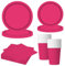 MORAINJAY Set di 68 Pezzi di Stoviglie Rosa Rossa per Feste, Piatti di Carta, Bicchieri, Tovaglioli, Stoviglie per Compleanni, Matrimoni, Baby Shower, Lauree, Anniversari, Set per 16 Ospiti