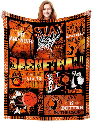 ZABAOBO Basketball Blanket Gifts for Boys, Girls & Men - Basketball Accessories, Coach Gifts - 60x50 INCH