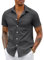 COOFANDY Mens Short Sleeved Shirts Non Iron Dress Shirts Casual Shirts Business Shirts Formal Shirts Work Shirts Slim Fit Shirts Button Up Office Shirts Dark Gray 5XL