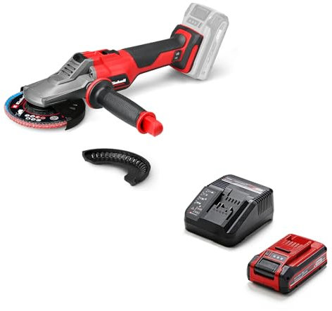 Einhell Professional Akku-Flachkopf-Winkelschleifer TP-AG 18/125 F Li BL Power X-Change (18 V, 700 W, 125 mm Scheiben-Ø, 33 mm Schnitttiefe, Brushless, inkl. 3,0 Ah Akku, Ladegerät + Zubehör)