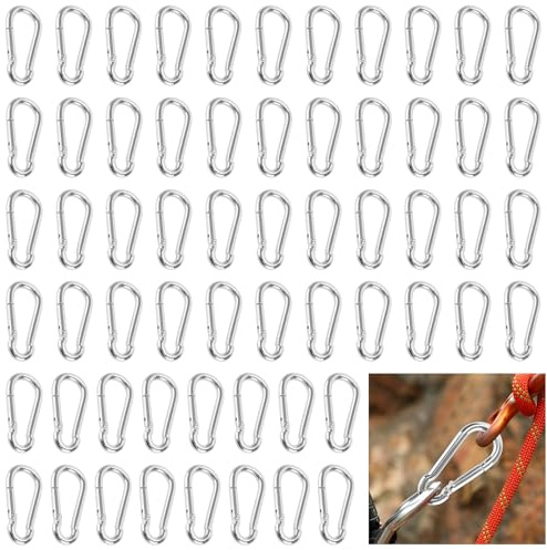 SYUTBOU 60 Stück Karabinerhaken 6 x 60 mm, Karabiner Verzinkt für Schlüsselanhänger, Camping