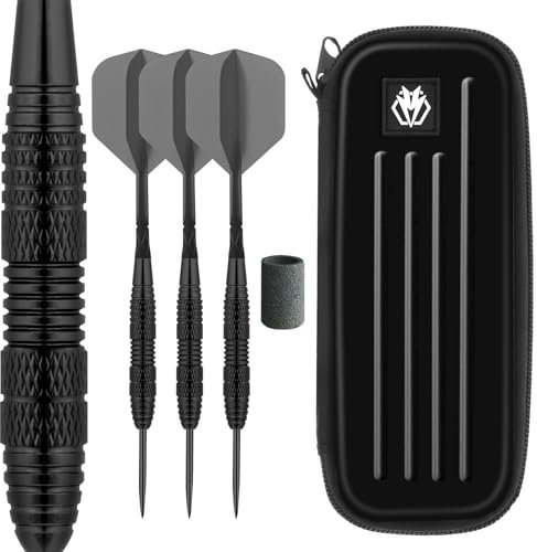 Lavishio Professionelle Dartpfeile mit Stahlspitzen, Metallspitzen, 3 Aluminium-Dart-Schäfte, Stahlspitzen-Dart-Set + Dart-Etui