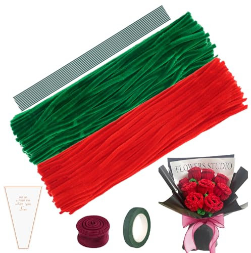 200 Stück Pfeifenputzer zum Basteln, 10 Farben Pfeifenreiniger Bastelset, 30cm Lang Pfeifenreiniger Chenilledraht, Bunt Bastelset Pipe Cleaner für DIY Projekte Bastelzubehör (Rot)