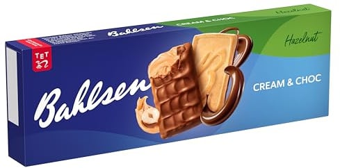 Bahlsen Hazelnut Cream & Choc - Kekse mit Haselnusscreme, 125g | Knuspriger Keks mit Vollmilchschokolade & cremiger Füllung aus gerösteten Haselnüssen – ideal für Familie & Büro