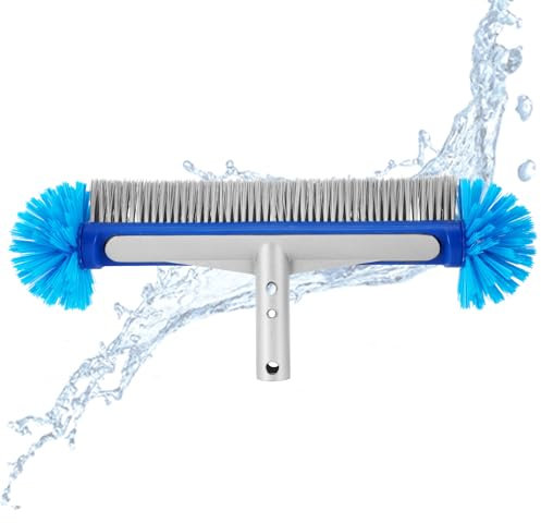 Brosse de piscine pour piscine en film - 43 cm - Avec poignée universelle en aluminium - Brosse de piscine - Brosse de piscine - Brosse de piscine - Balai pour carrelage de piscine - Salle de bain