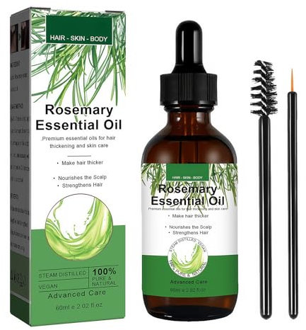 Rosemary Oil for Hair Growth 60ml, Pure Rosemary Hair Oil for Eyelashes, Eyebrows, Face & Skin Care, Body Massage,Scalp Nourishment, Strengthens Hairs