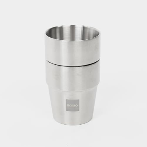 BOXIO - CUP: 2x Edelstahl Trinkbecher 300ml Doppelwandiger Camping Becher aus Edelstahl Thermotasse To Go – Isolierter Coffee Mug für Outdoor, Festival & Reisen Isolierbecher für Kaffee Camping
