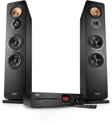 Teufel Ultima 40 Kombo 3 - HiFi Stereo Anlage mit Bluetooth und CD Receiver, WLAN, LAN, DAB+-FM Radio, USB-C, HDMI ARC CEC, 3-Wege-System, Umfangreiche Anschlussmöglichkeiten (Schwarz)