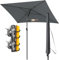 Menz Sonnenschirm Balkon - 4-IN-1 Sonnenschutz Balkon in Anthrazit, UPF 50+ Sonnenschirm rechteckig 200 x 125cm + 2er Sonnenschirmhalter Balkongeländer + Schirmhülle für Balkon, Garten & Terrasse