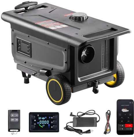 VEVOR Calentador Diésel 8 kW Portátil, con Control por Aplicación Bluetooth, Mando a Distancia y Pantalla LCD, Diseño con Ruedas, Depósito de Combustible de 5 L para Camiones, 566 x 400 x 321 mm
