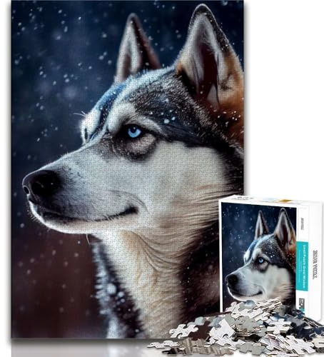 Puzzle für Erwachsene 1000 Teile Husky-Hund 1000-teiliges Puzzle Lernspiele Heimdekoration geeignet für die Schreibtischdekoration 38x26cm