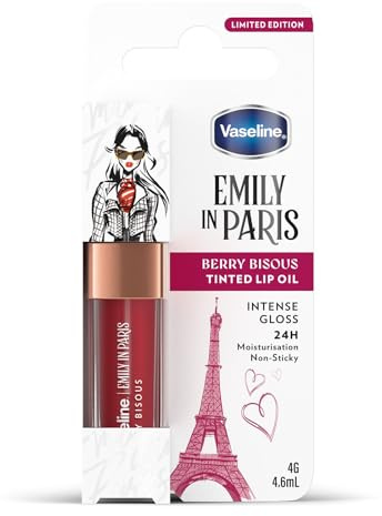 Vaseline x Emily in Paris Lip Oil Berry Bisous, getönter Lipgloss für vollere Lippen, (Berry Bisous - 1 x 4g)