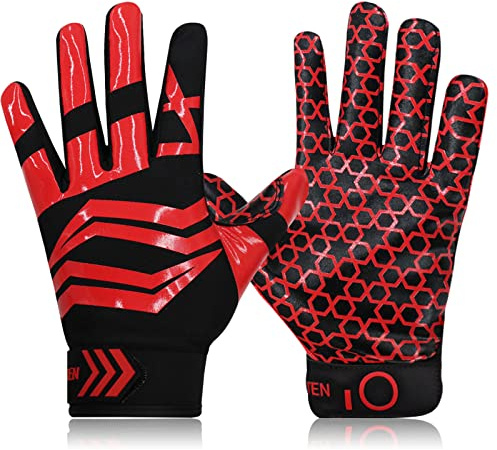 XJBTBA American-Football-Handschuhe für Jugendliche, Ultra-tack, klebrig, rutschfest, Handflächenempfänger, Rugby-Handschuhe für Jungen und Mädchen, Flexibler Stretch-Schutz, wasserdicht,