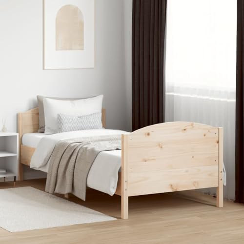 sephironlbb Massivholzbett aus unbehandeltem Kiefernholz, 100x200 cm, mit Kopfteil und Lattenrost, Robustes Bettgestell für Schlafzimmer, Erwachsene und Jugendliche