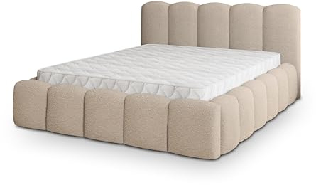 Masseno Polsterbett FALINA Q 120x200 cm, Doppelbett, Bettkasten, Stauraum, Lattenrost Und Kopfteil - Beige, Quelle 05