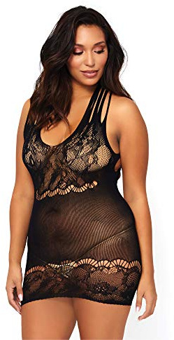 Very Sexy Lingerie Floral lace opaque mini Kleid