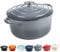 Round Casserole Dish - Cast Iron Ceramic Induction and Gas Safe Non Stick Dutch Oven Roasting Cooker - with Lid - 10 Year Gurantee (2.7L Casserole, Grey)